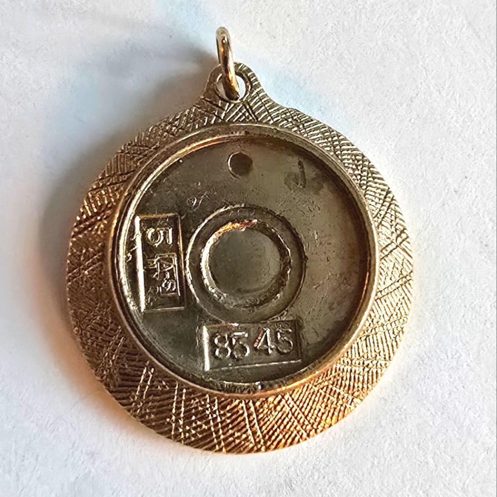 Vintage locket pendant charm gold tone metal photo holder blank